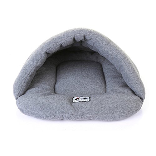 Saco de dormir para perros, cachorros de gato de mascota Cajón de cuevas Keep Warm Winter Bed Saco de dormir de casa (Gris, L)