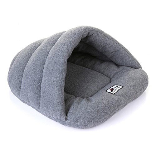 Saco de dormir para perros, cachorros de gato de mascota Cajón de cuevas Keep Warm Winter Bed Saco de dormir de casa (Gris, L)