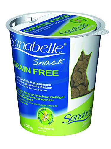 Sanabelle Grain Free-Snack - Merienda sin cereales con aves de corral frescas, adecuado para gatos sensibles, Pack de 4 unidades (4 x 200 g)