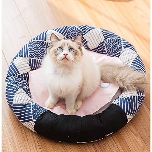 SHPEHP Cama Redonda para Perros- (S-M-Small Pet Bed), Cama Redonda Lavable para Mascotas y Cama de algodón para Gatos Transpirable, Cama ortopédica (5 Colores)-C-S