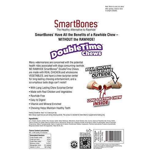 SmartBones DoubleTime Chicken Dog Chew Long Lasting Rawhide Free Mini 16 pack