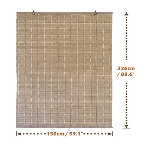 Solagua 6 Modelos 14 Medidas de estores de bambú Cortina de Madera persiana Enrollable (150 x 225 cm, Marrón)