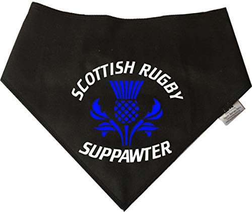 Spoilt Rotten Pets S3 Scotland, Scottish Rugby - Bandana de Perro (tamaño Mediano, Color Negro, Apto para Golden Retrievers, Dálmatas, Labrador y Staffie)