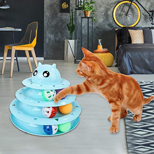 Sue-Supply Crazy Tower of Tracks Turntable Ball Cat Toy, Puzzle Juegos De Inteligencia Juguetes para Gatos, Estilo De Vida Saludable Y Activo para Múltiples Gatos, Divertidos Juguetes para Mascotas
