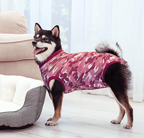 Suitical Recovery Suit Perro, S+, Camuflaje Rosa