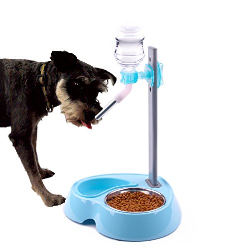 Super Design Comedero Perro Doble Alimentador & Dispensador de Agua Ajustable Fuente Agua para Gatos Perros