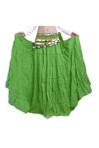Suvimuga La Mujer Tribal Belly Danza Gitana Flowy Boho Maxi Falda Larga Green One Size