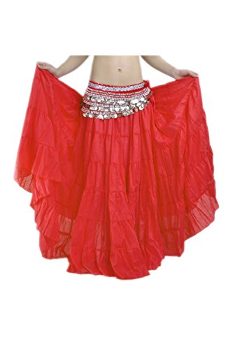 Suvimuga La Mujer Tribal Belly Danza Gitana Flowy Boho Maxi Falda Larga Red One Size