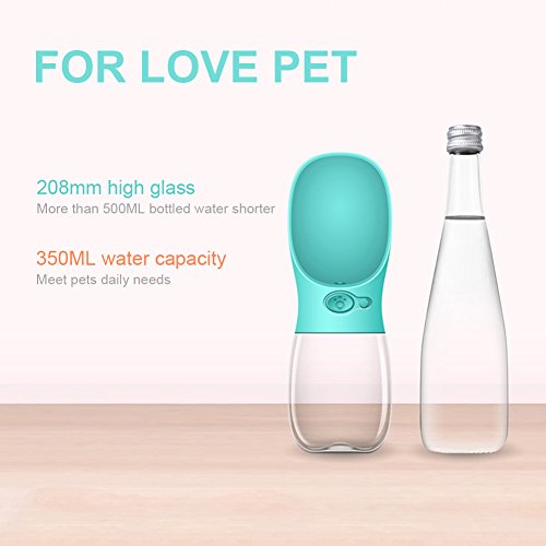 swonuk Botella de Agua para Perro, 350ml Antibacteriano Botella Portátil de Agua Potable para Perros y Gatos al Aire Libre, Libre de BPA, (Azul) (350ML, Azul)