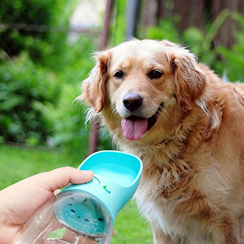 swonuk Botella de Agua para Perro, 350ml Antibacteriano Botella Portátil de Agua Potable para Perros y Gatos al Aire Libre, Libre de BPA, (Azul) (350ML, Azul)