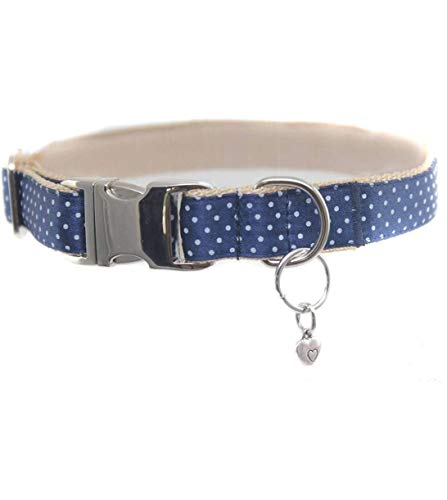 The-Royal-Dog and Cat - Collar para Perro (1,5 cm), diseño de Lunares, Color Azul