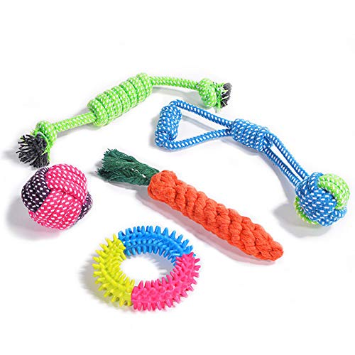 TOMYEER Juguetes para Perros Puppy Chew Dog Rope Denticion Juguetes Interactivos,Pack de 5