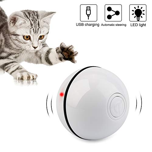 Vegena Juguete eléctrico para Gatos luz LED, Bola interactiva para Gatos, Purpurina, automático, Recargable, Bola para Gato USB