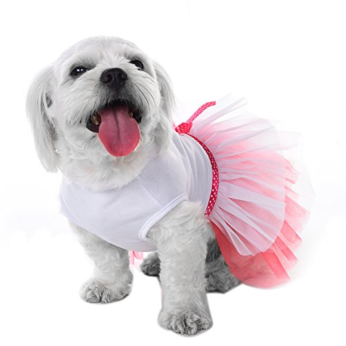 Verano Prendas de vestir vestido de malla patrón de labios de perro de mascota gato Ropa para perros Casual camiseta de tirantes para vestidos de boda por awhao