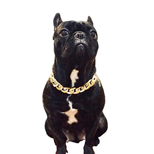 VOWAN Collar para Mascotas para Perros Collar de Cadena Gruesa Collar de Cachorro de plástico Chapado en Oro Accesorios de joyería Colgante Cadena de Oro
