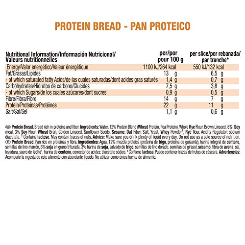 Weider Pan Proteico riquísimo con 11g de proteína. Con mucha fibra y bajo en azúcares (5x250 g)