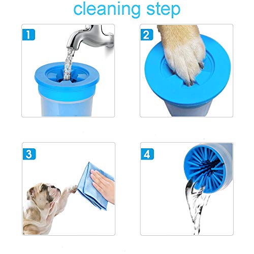 WPET Limpiador de Patas para Perros Peines de Silicona Suave Taza para lavador de pies para Mascotas portátil Cepillo para Limpieza de Patas Lavado de pies para Mascotas Perro para Mascotas, Azul, M