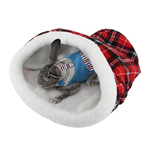 XHPWW Cama Nido para Mascotas con Sombrero navideño, Regalo de Saco de Dormir Suave y cálido para Gato y Perro, tamaño: 44 * 52 cm (Rojo)