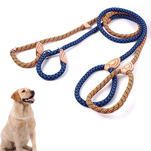 XYBB Correa Perro Collar de Cadena de Deslizamiento para Mascotas Cable de Paseo para Mascotas Cuerda de Perro Ajustable Línea de tracción para Mascotas de Nylon para Mediano 12mmX120cm Amarillo