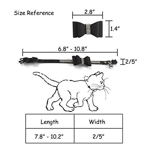 YCZ Collares para Gatos Breakaway Cute Bow y Betty con Collares Suaves Crystal Diamond y Pop Design Safety Ajustable para Gatos y Perros pequeños Paquete de 2