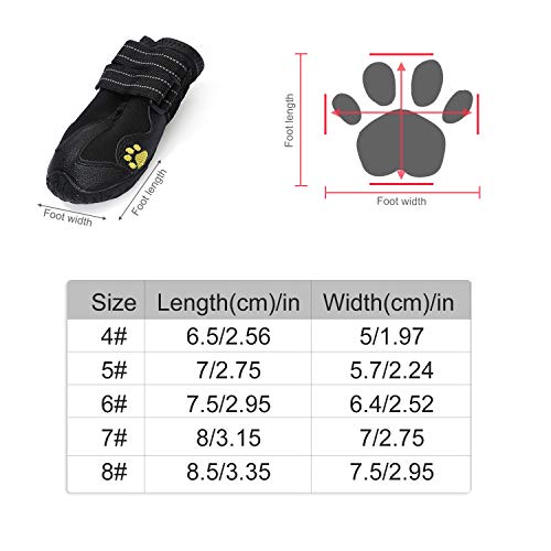 yorten 4 PCS Zapatos para Perros, Conjunto de Botas Impermeables Zapatos para Exteriores con Suela Antideslizante Resistente Negro