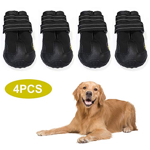 yorten 4PCS Zapatos para Perros, Botas Impermeables para Perros con Suela Antideslizante Resistente Protegiendo Las Patas de Perros