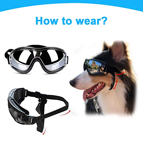YOUTHINK Gafas de Sol para Perros, Decoraciones para Mascotas Perrito Gafas UV Protección para los Ojos, Gafas de Sol Impermeables Antivaho para Perros Medianos y Grandes con Longitud Ajustable