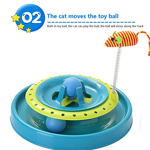ZKK Juguete para Gato, Doble Capa de Una Sola Pista Juguete Interactivo con Ratón para Gatos con Pelota Gato Juguetes para Inteligencia