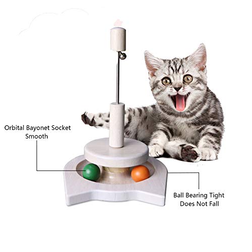 ZKK Juguetes para Gatos - 3 Capas Juguete Gato Mascotas Inteligencia Tablero De Juego Loco Pista para Gatos de Madera Juguetes para Bolas de Gato (Hay Otro Estilo para Elegir) - A18