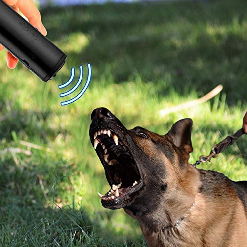 3 En 1 Repelente De Perro de Mano Dispositivo de Entrenamiento de Controlador de Ladridos de Perro Disuasor Ultrasónico de Ladrido de Perro con luz LED 100% Seguro para Mascotas Y Humanos (Negro).