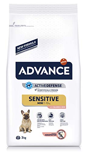 Advance Sensitive Mini - Pienso para Perros de Razas pequeñas con sensibilidades digestivas con salmón y arroz - 3 kg