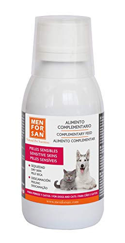 Alimento complementario líquido para perros y gatos con pieles sensibles |Ingredientes naturales |Para animales con pieles atópicas, enrojecimiento o exceso de grasa en la piel 120ml
