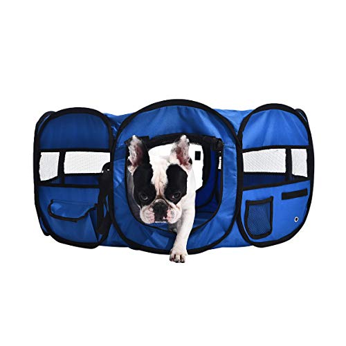 AmazonBasics – Corral para mascotas suave y transportable, 89 cm, Azul