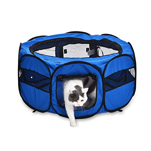 AmazonBasics – Corral para mascotas suave y transportable, 89 cm, Azul