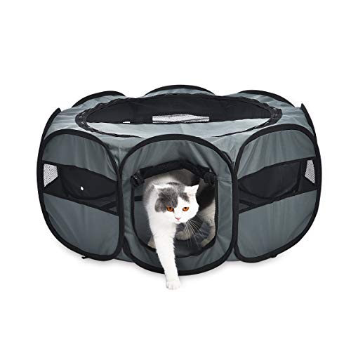 AmazonBasics – Corral para mascotas suave y transportable, 89 cm, Gris