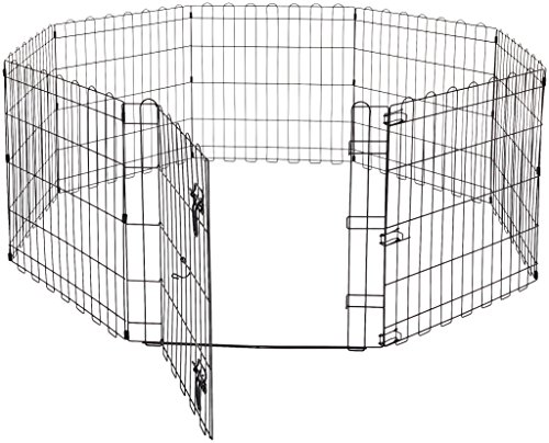 AmazonBasics - Parque de juegos y ejercicios para mascotas, paneles de valla metálica con puerta, plegable, 152,4 x 152,4 x 60,9 cm