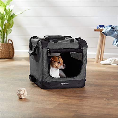 AmazonBasics – Transportín para mascotas abatible, transportable y suave de gran calidad, 53 cm, Gris