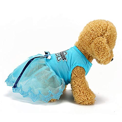 AMURAO Vestido de Encaje de algodón para Perros Cristales Traje de Falda de Perrito Princesa Chica Perros Ropa Productos Mascotas