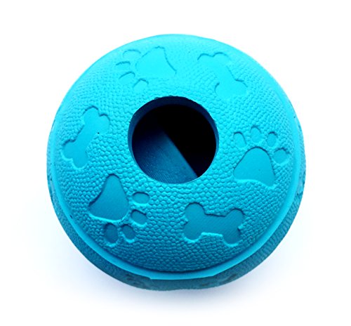 Basic Pelota de juguete para perro, bola de goma para comida, juguete interactivo para perro, 2 unidades (1 azul + 1 verde) 8,1 cm