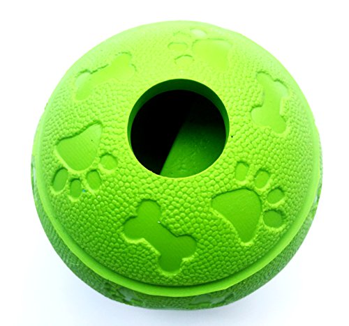 Basic Pelota de juguete para perro, bola de goma para comida, juguete interactivo para perro, 2 unidades (1 azul + 1 verde) 8,1 cm