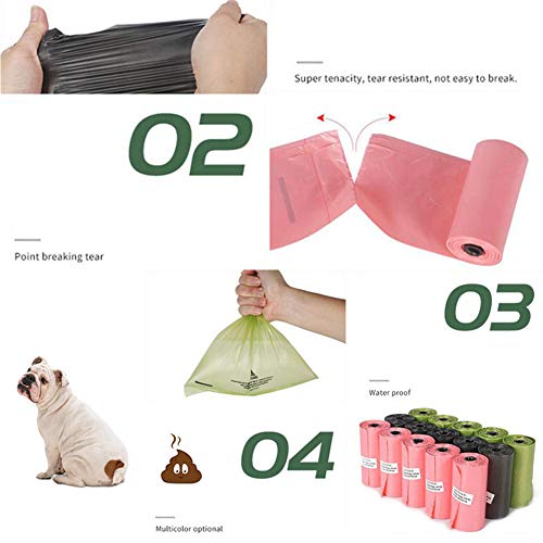 Bolsas Perro Bolsas Caca Perro Biodegradable Bolsas para Caca Perro Caminando Bolsa Rollos de Bolsas de Caca de Perro Pink