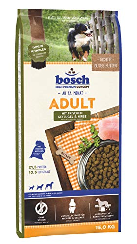 bosch HPC Adult | con Aves de corral frescas y Mijo | Comida seca completa para perros adultos de todas las razas | 15 kg