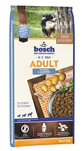 bosch HPC Adult | con Pescado y Patata | Comida seca completa para perros adultos de todas las razas | 15 kg