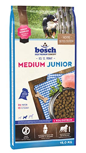 bosch HPC Medium Junior | Comida seca completa para perros jovenes de razas medios a grandes | 15 kg