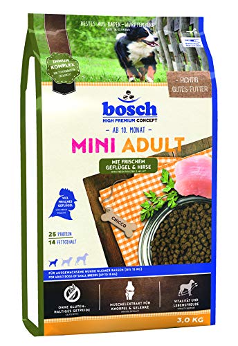 bosch HPC Mini Adult | con Aves de corral frescas y Mijo | Comida seca para perros adultos de razas pequeñas | 3 kg
