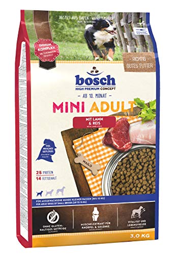 bosch HPC Mini Adult | con Cordero y Arroz | Comida seca para perros adultos de razas pequeñas | 3 kg