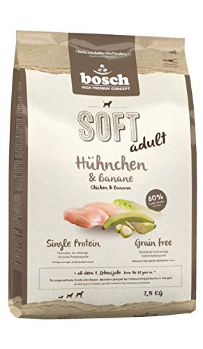 bosch HPC SOFT adult | Pollo y Plátano | Comida semihúmeda (18 % humedad residual)  para perros adultos de todas las razas | Sin Cereales | 2,5 kg