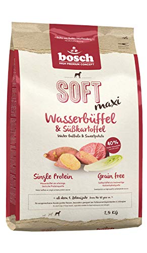 bosch HPC SOFT Maxi | Búfalo de agua & Batata | Comida semihúmeda (18 % húmedad residual) para perros adultos de razas mayores | Sin Cereales | Solamente una fuente de proteína animal | 2,5 kg