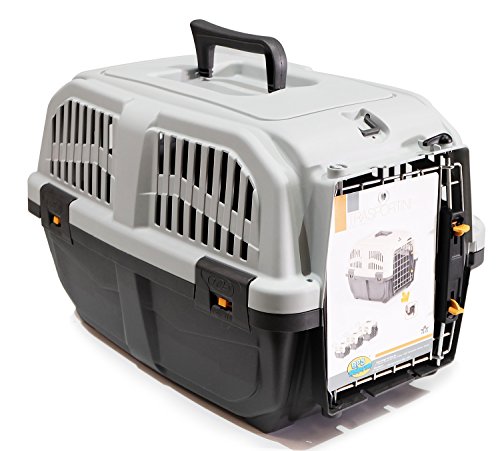 BPS (R) Transportín plástico para perros y gatos Mascota Caja de Transporte IATA 3 Tamaños para Elegir Color Gris/ Gris Oscuro 60* 40* 39cm Tamaño L BPS-4142
