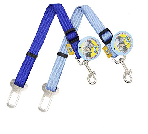 BPS(R 2X Cinturón de Seguridad de Coche,Ajustable para Perro,Color:Azul Oscuro,Azul Claro,Verde y Rojo,Safety Belt para Cachorro Gato Gata Mascotas Animales,Tamaño:(2.0 x 40/58cm). BPS-2675 * 2